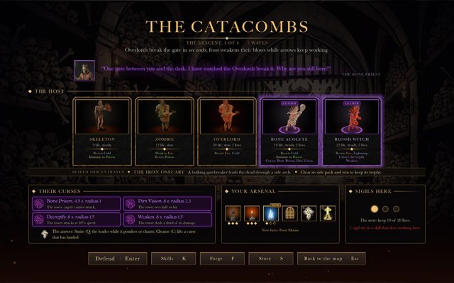 The Catacombs' intro: the host, their curses and your arsenal