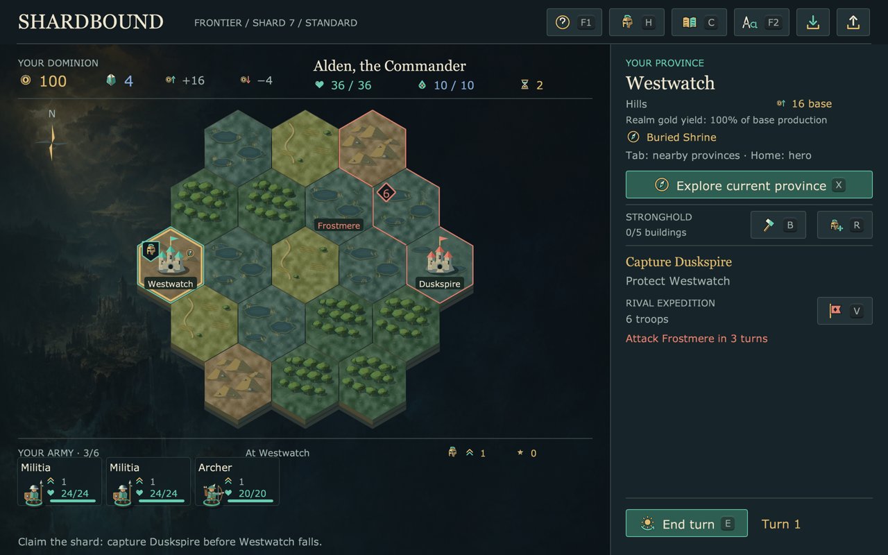 The Frontier shard with the province map and stronghold