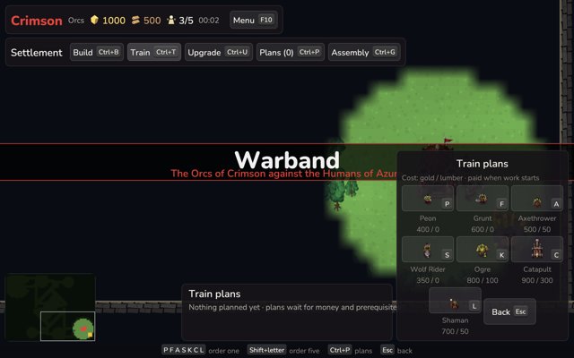 The Train card of an elf settlement in an online match, from the shipping Mac build