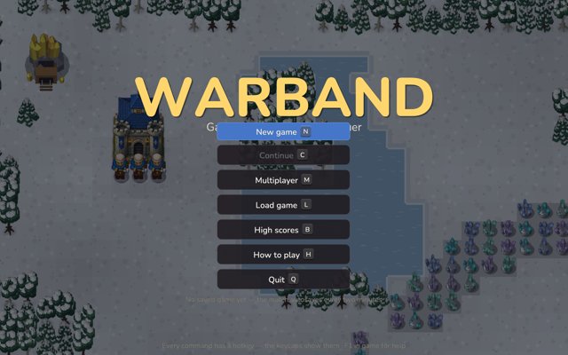 The title screen over a winter map